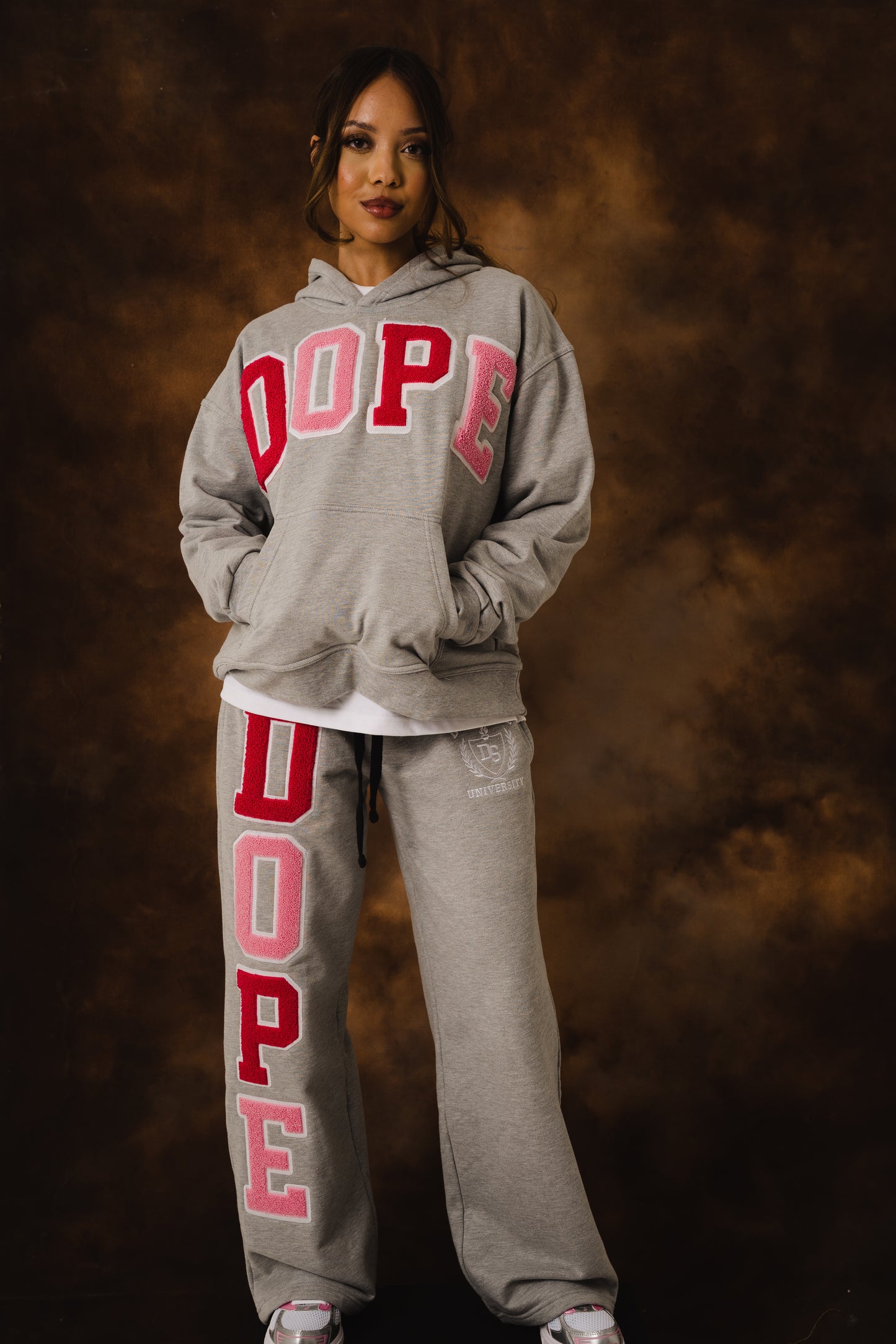 "Heather Grey/Pink" Dope Sole University Chenille Set